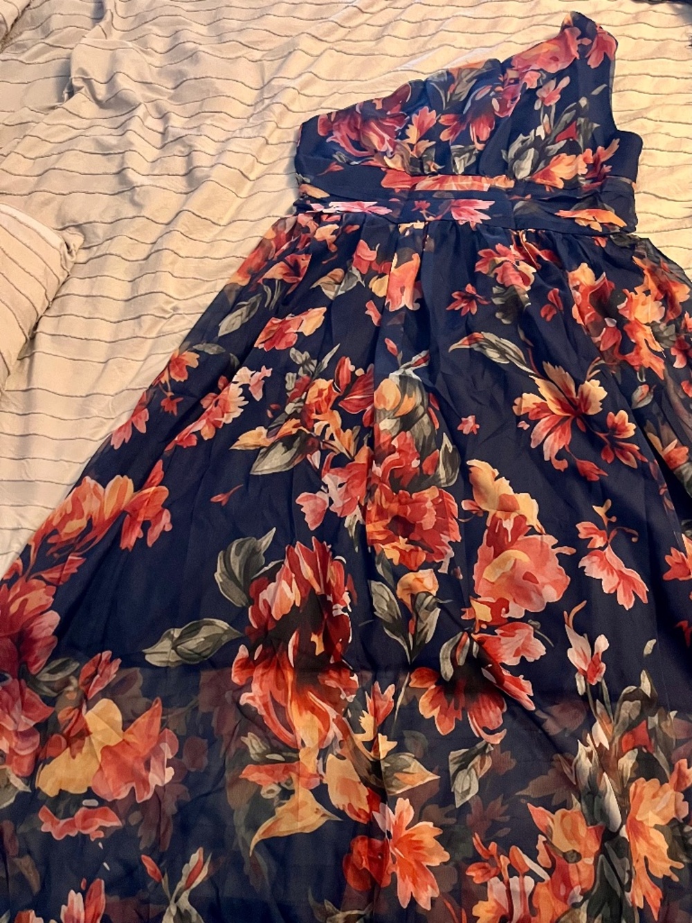 Never worn one shoulder midi length dress